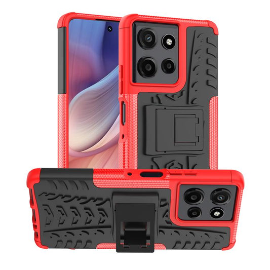 Tire Texture TPU + PC Phone Case with Holder, For Motorola Moto G Power 5G 2025, For Motorola Moto G Play 4G 2024, For Motorola Moto G Power 5G 2024, For Motorola Moto G13, For Motorola Moto E13, For Motorola Moto G23, For Motorola Moto G53