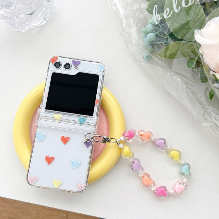 Transparent PC All Inclusive Hinge Folding Phone Case with Bracelet, For Samsung Galaxy Z Flip5