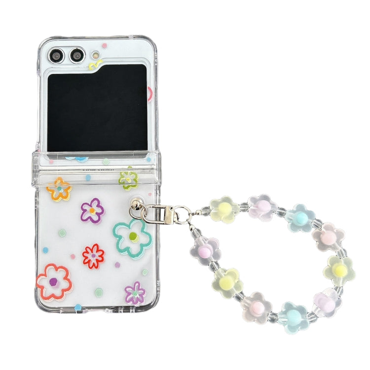 Transparent PC All Inclusive Hinge Folding Phone Case with Bracelet, For Samsung Galaxy Z Flip5