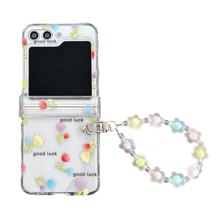 Transparent PC All Inclusive Hinge Folding Phone Case with Bracelet, For Samsung Galaxy Z Flip5