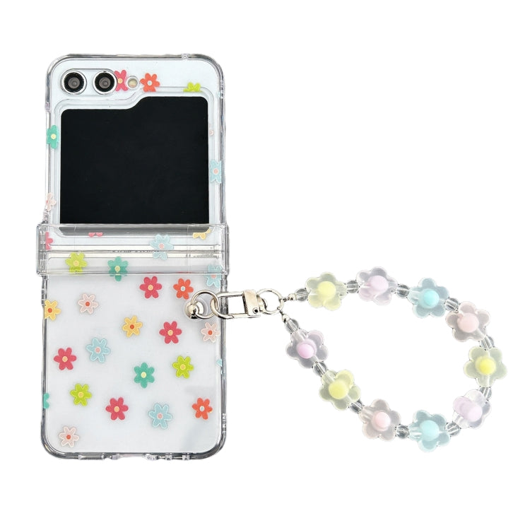 Transparent PC All Inclusive Hinge Folding Phone Case with Bracelet, For Samsung Galaxy Z Flip5