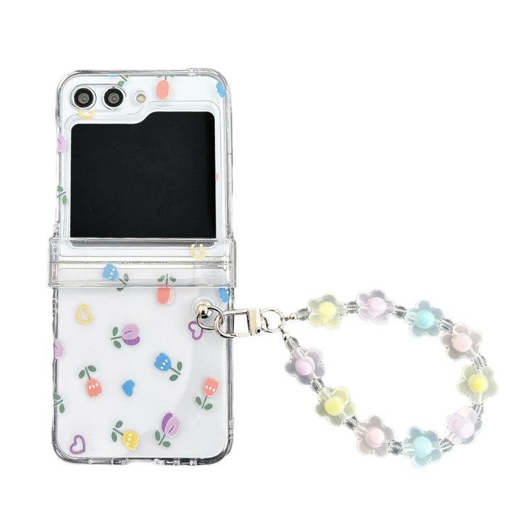 Transparent PC All Inclusive Hinge Folding Phone Case with Bracelet, For Samsung Galaxy Z Flip5