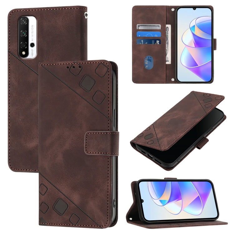 Skin-feel Embossed Leather Phone Case, For Honor 60, For Honor 50 Lite, For Honor 50 SE, For Honor 20 / 20 Pro / 20s