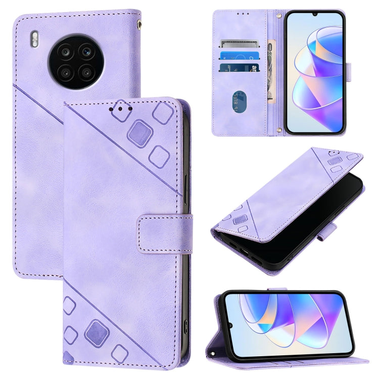 Skin-feel Embossed Leather Phone Case, For Honor 60, For Honor 50 Lite, For Honor 50 SE, For Honor 20 / 20 Pro / 20s