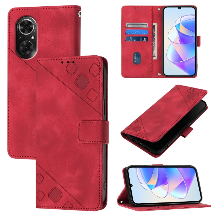 Skin-feel Embossed Leather Phone Case, For Honor 60, For Honor 50 Lite, For Honor 50 SE, For Honor 20 / 20 Pro / 20s