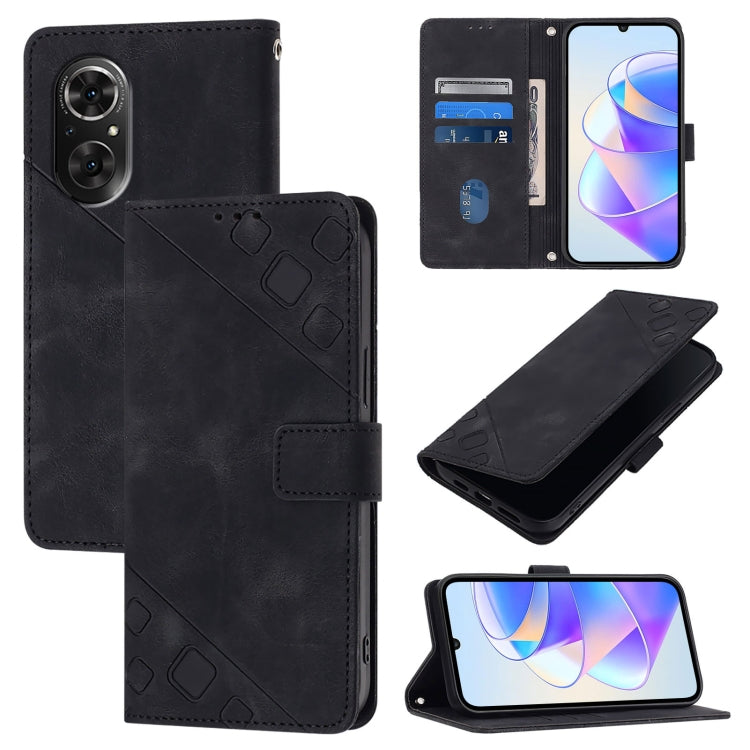 Skin-feel Embossed Leather Phone Case, For Honor 60, For Honor 50 Lite, For Honor 50 SE, For Honor 20 / 20 Pro / 20s