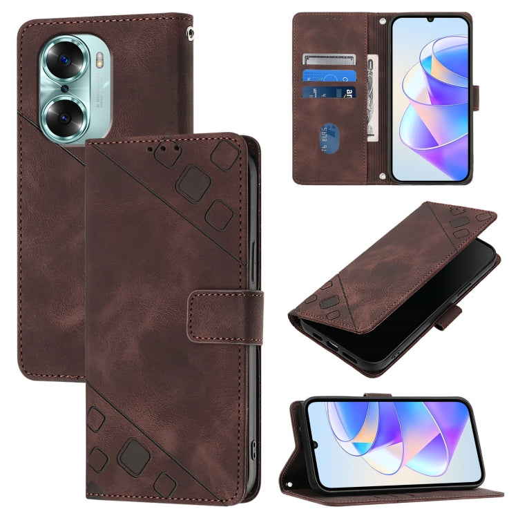 Skin-feel Embossed Leather Phone Case, For Honor 60, For Honor 50 Lite, For Honor 50 SE, For Honor 20 / 20 Pro / 20s