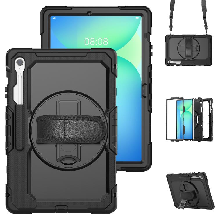Lucky Wheel Grip Silicone Hybrid PC Tablet Case with Shoulder Strap, For Samsung Galaxy Tab S9 / S9 FE / S10 FE, For Samsung Galaxy Tab S10 FE+, For Samsung Galaxy Tab S9 Ultra / S10 Ultra, For Samsung Galaxy Tab S10+ / S9+ / S9 FE+