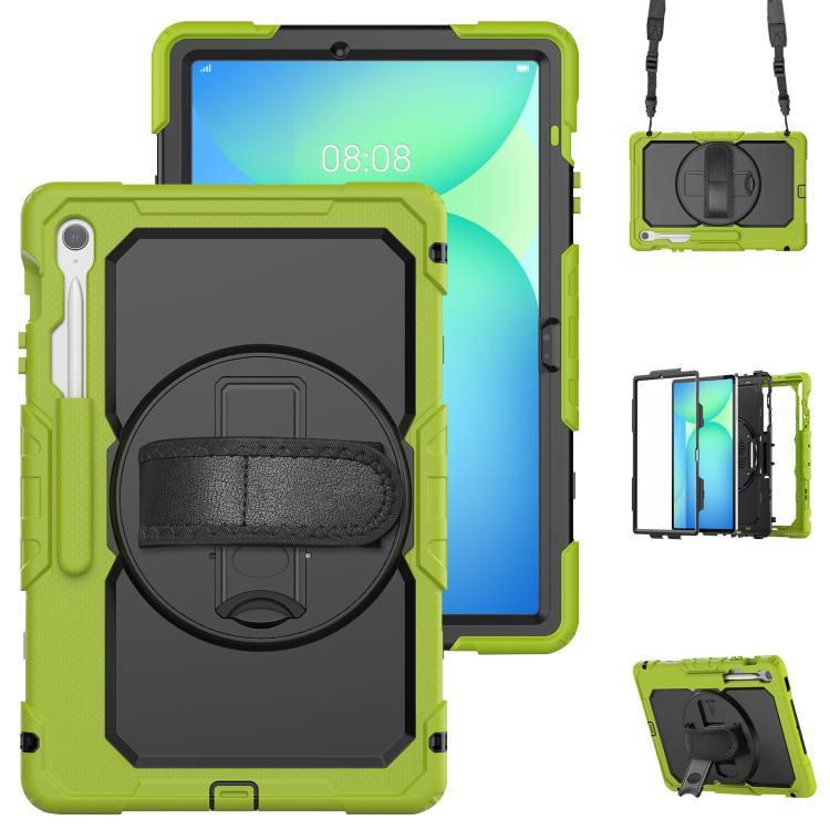 Lucky Wheel Grip Silicone Hybrid PC Tablet Case with Shoulder Strap, For Samsung Galaxy Tab S9 / S9 FE / S10 FE, For Samsung Galaxy Tab S10 FE+, For Samsung Galaxy Tab S9 Ultra / S10 Ultra, For Samsung Galaxy Tab S10+ / S9+ / S9 FE+