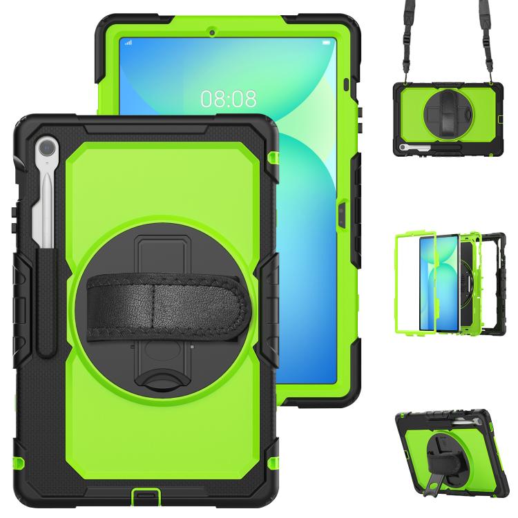 Lucky Wheel Grip Silicone Hybrid PC Tablet Case with Shoulder Strap, For Samsung Galaxy Tab S9 / S9 FE / S10 FE, For Samsung Galaxy Tab S10 FE+, For Samsung Galaxy Tab S9 Ultra / S10 Ultra, For Samsung Galaxy Tab S10+ / S9+ / S9 FE+