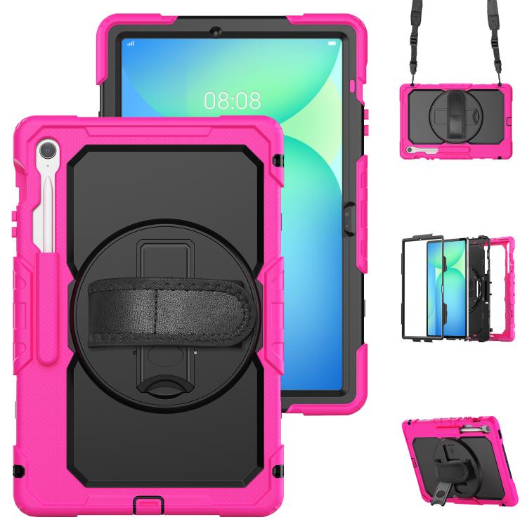 Lucky Wheel Grip Silicone Hybrid PC Tablet Case with Shoulder Strap, For Samsung Galaxy Tab S9 / S9 FE / S10 FE, For Samsung Galaxy Tab S10 FE+, For Samsung Galaxy Tab S9 Ultra / S10 Ultra, For Samsung Galaxy Tab S10+ / S9+ / S9 FE+