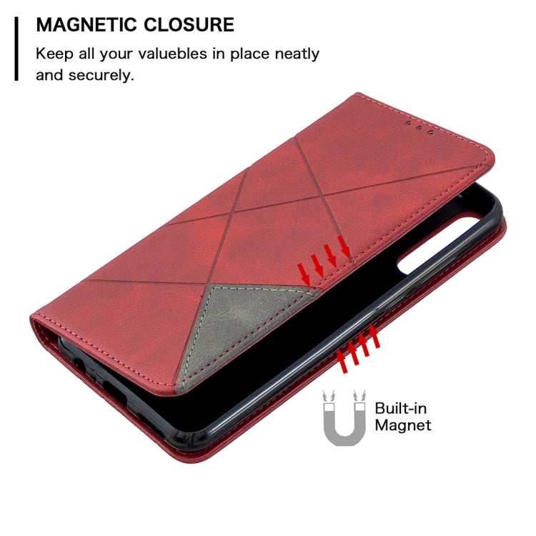 Rhombus Texture Horizontal Flip Magnetic Leather Case with Holder & Card Slots & Wallet, For Huawei Y6p