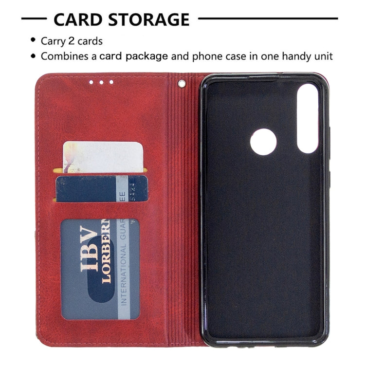 Rhombus Texture Horizontal Flip Magnetic Leather Case with Holder & Card Slots & Wallet, For Huawei Y6p