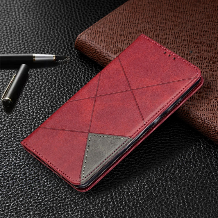 Rhombus Texture Horizontal Flip Magnetic Leather Case with Holder & Card Slots & Wallet, For Huawei Y6p