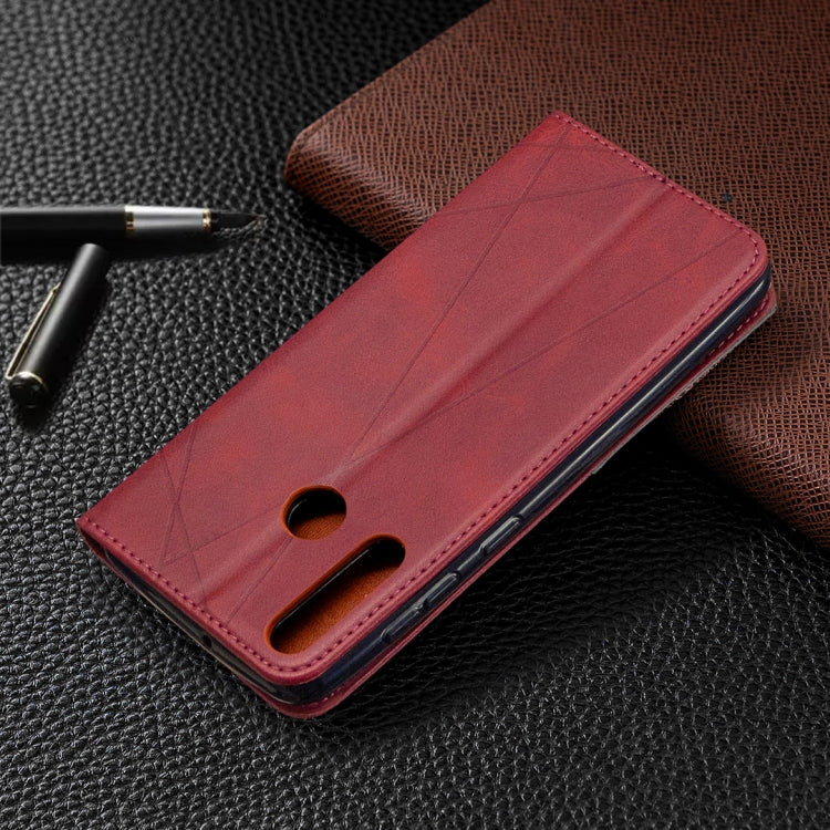 Rhombus Texture Horizontal Flip Magnetic Leather Case with Holder & Card Slots & Wallet, For Huawei Y6p