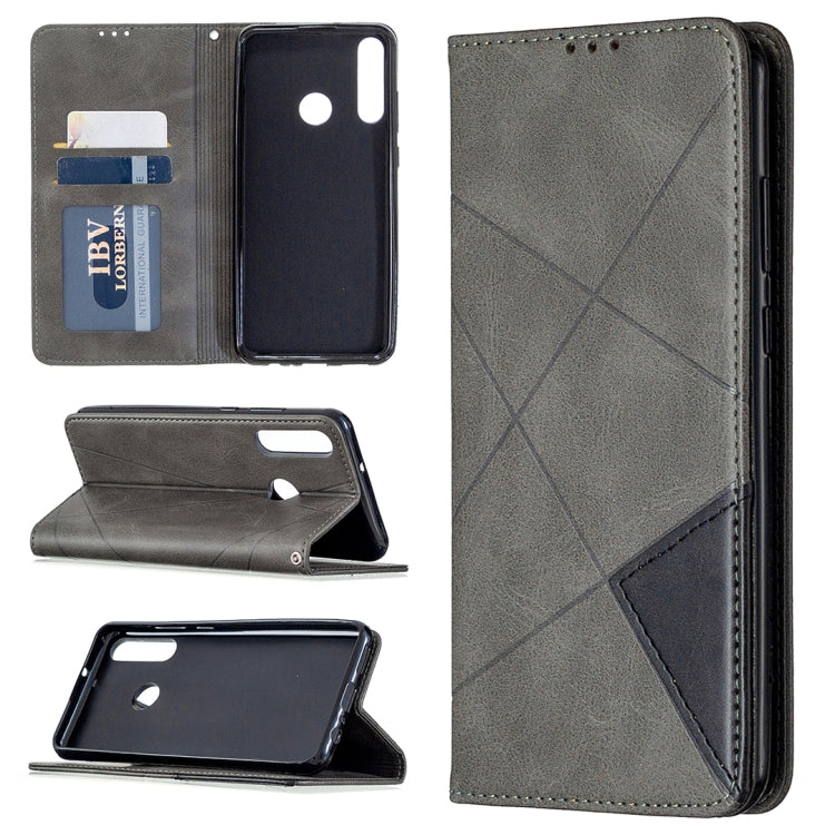 Rhombus Texture Horizontal Flip Magnetic Leather Case with Holder & Card Slots & Wallet, For Huawei Y6p