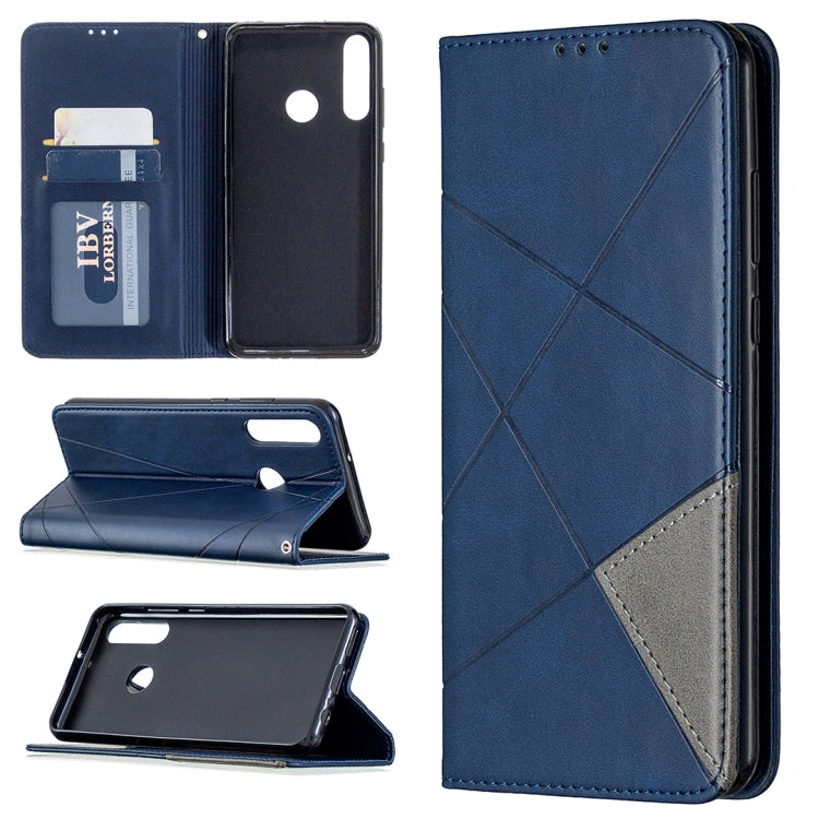 Rhombus Texture Horizontal Flip Magnetic Leather Case with Holder & Card Slots & Wallet, For Huawei Y6p
