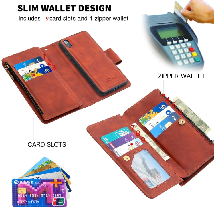 Skin Feel Detachable Magnetic Zipper Horizontal Flip PU Leather Case with Multi-Card Slots & Holder & Wallet & Photo Frame & Lanyard, For Xiaomi Redmi 7A, For Xiaomi Redmi 7, For Xiaomi Redmi 8A, For Xiaomi Redmi 8, For Xiaomi Redmi K20                ...