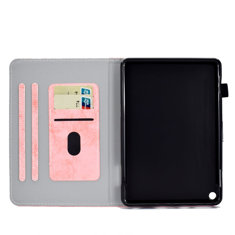 For Amazon Kindle Fire HD 8 (2020) Marble Style Cloth Texture Tablet PC Protective Leather Case with Bracket & Card Slot & Pen Slot & Anti Skid Strip & Wake-up / Sleep Function, For Amazon Kindle Fire HD 8 (2020)