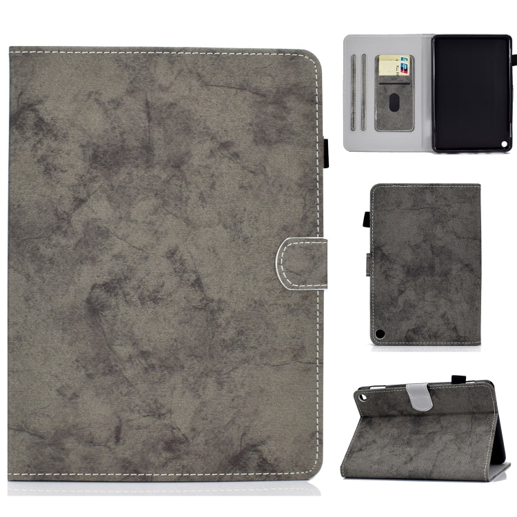 For Amazon Kindle Fire HD 8 (2020) Marble Style Cloth Texture Tablet PC Protective Leather Case with Bracket & Card Slot & Pen Slot & Anti Skid Strip & Wake-up / Sleep Function, For Amazon Kindle Fire HD 8 (2020)