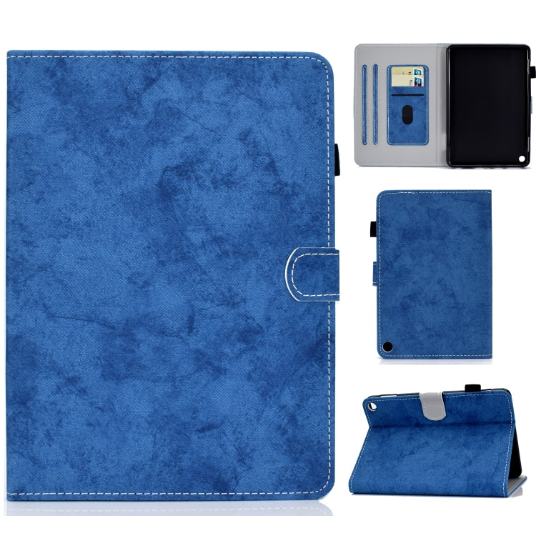 For Amazon Kindle Fire HD 8 (2020) Marble Style Cloth Texture Tablet PC Protective Leather Case with Bracket & Card Slot & Pen Slot & Anti Skid Strip & Wake-up / Sleep Function, For Amazon Kindle Fire HD 8 (2020)
