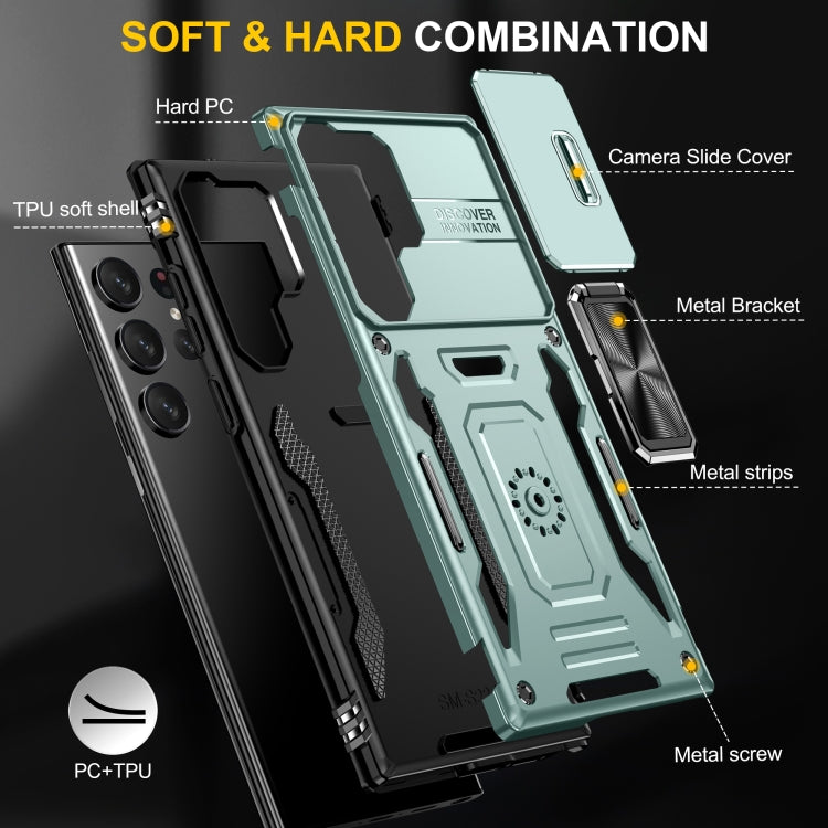 Armor PC + TPU Camera Shield Phone Case, For Samsung Galaxy S24 Ultra 5G, For Samsung Galaxy S23 FE 5G, For Samsung Galaxy S24+ 5G, For Samsung Galaxy A54, For Samsung Galaxy S24 5G, For Samsung Galaxy A15, For Samsung Galaxy A05s