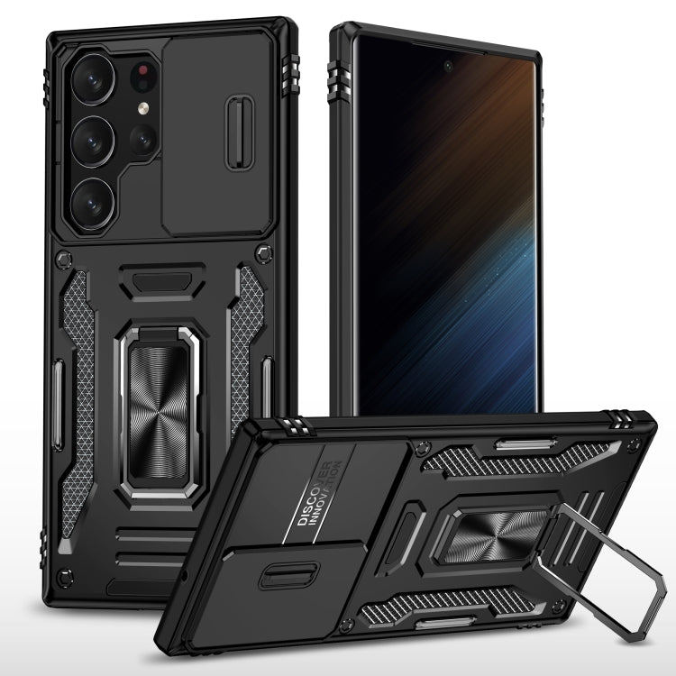 Armor PC + TPU Camera Shield Phone Case, For Samsung Galaxy S24 Ultra 5G, For Samsung Galaxy S23 FE 5G, For Samsung Galaxy A54, For Samsung Galaxy S24+ 5G, For Samsung Galaxy S24 5G, For Samsung Galaxy A15, For Samsung Galaxy A05s