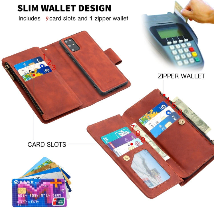 Skin Feel Detachable Magnetic Zipper Horizontal Flip PU Leather Case with Multi-Card Slots & Holder & Wallet & Photo Frame & Lanyard, For Samsung Galaxy S20+, For Samsung Galaxy S20 Ultra, For Samsung Galaxy S20