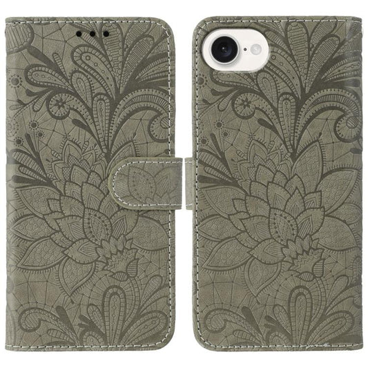 Lace Flower Embossing Flip Leather Phone Case, For iPhone 17e / 16e, For iPhone 17 Pro Max, For iPhone 17 Pro, For iPhone 17, For iPhone Air, For iPhone 16 Pro Max, For iPhone 16 Pro, For iPhone 16 Plus