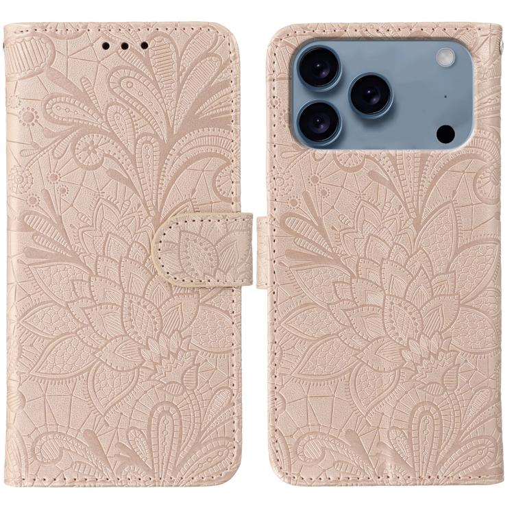 Lace Flower Embossing Flip Leather Phone Case, For iPhone 18 Pro / 17 Pro, For iPhone 18 Pro Max / 17 Pro Max, For iPhone 17e / 16e, For iPhone 17, For iPhone Air, For iPhone 16 Pro Max, For iPhone 16 Pro, For iPhone 16 Plus