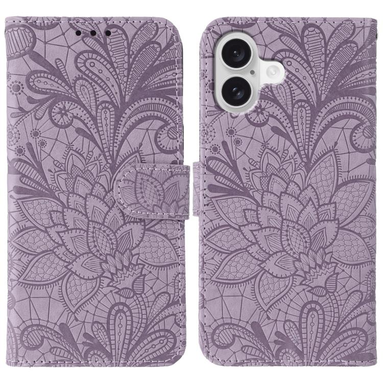 Lace Flower Embossing Flip Leather Phone Case, For iPhone 18 Pro / 17 Pro, For iPhone 18 Pro Max / 17 Pro Max, For iPhone 17e / 16e, For iPhone 17, For iPhone Air, For iPhone 16 Pro Max, For iPhone 16 Pro, For iPhone 16 Plus