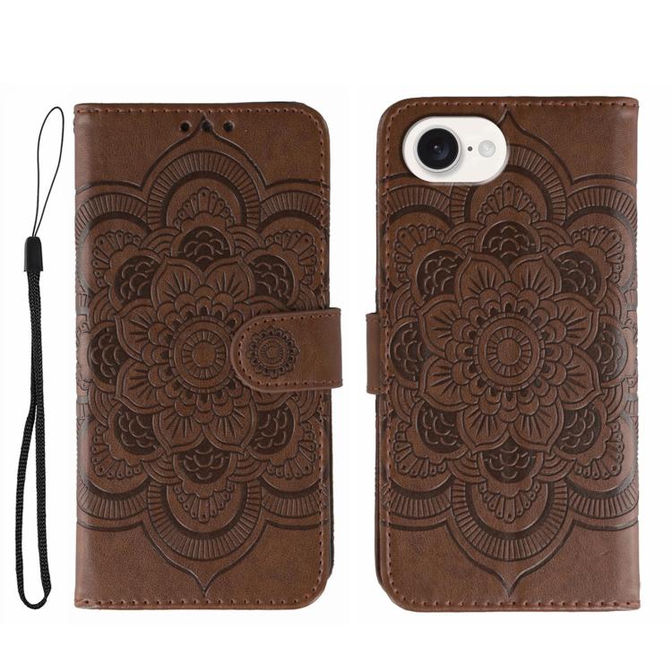 Sun Mandala Embossing Leather Phone Case, For iPhone 18 Pro / 17 Pro, For iPhone 18 Pro Max / 17 Pro Max, For iPhone 16e / 17e, For iPhone 17, For iPhone Air, For iPhone 15 Pro Max