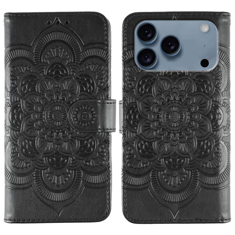 Sun Mandala Embossing Leather Phone Case, For iPhone 18 Pro / 17 Pro, For iPhone 18 Pro Max / 17 Pro Max, For iPhone 16e / 17e, For iPhone 17, For iPhone Air, For iPhone 15 Pro Max