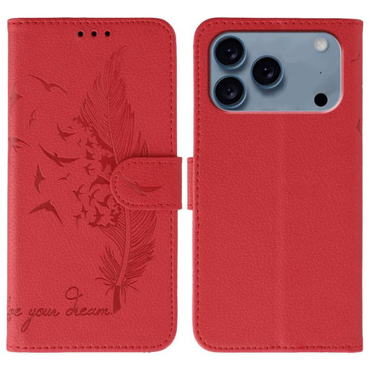 Feather Pattern Litchi Texture Leather Phone Case, For iPhone 17 Pro Max, For iPhone 17 Pro, For iPhone 17, For iPhone Air, For iPhone 15 Pro Max, For iPhone 15 Pro, For iPhone 15 Plus, For iPhone 15