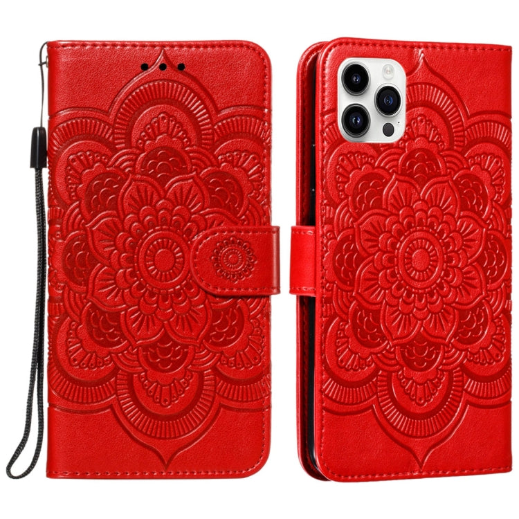 Mandala Embossing Pattern Horizontal Flip Leather Phone Case, For iPhone 16 Pro Max, For iPhone 16 Pro, For iPhone 16 Plus, For iPhone 16, For iPhone 15 Pro Max, For iPhone 15 Pro