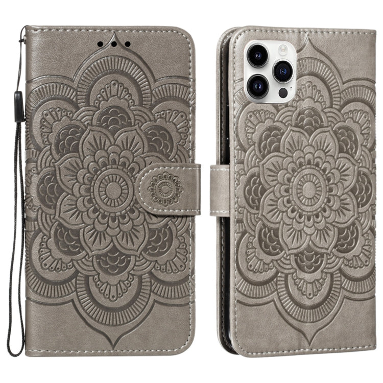 Mandala Embossing Pattern Horizontal Flip Leather Phone Case, For iPhone 16 Pro Max, For iPhone 16 Pro, For iPhone 16 Plus, For iPhone 16, For iPhone 15 Pro Max, For iPhone 15 Pro