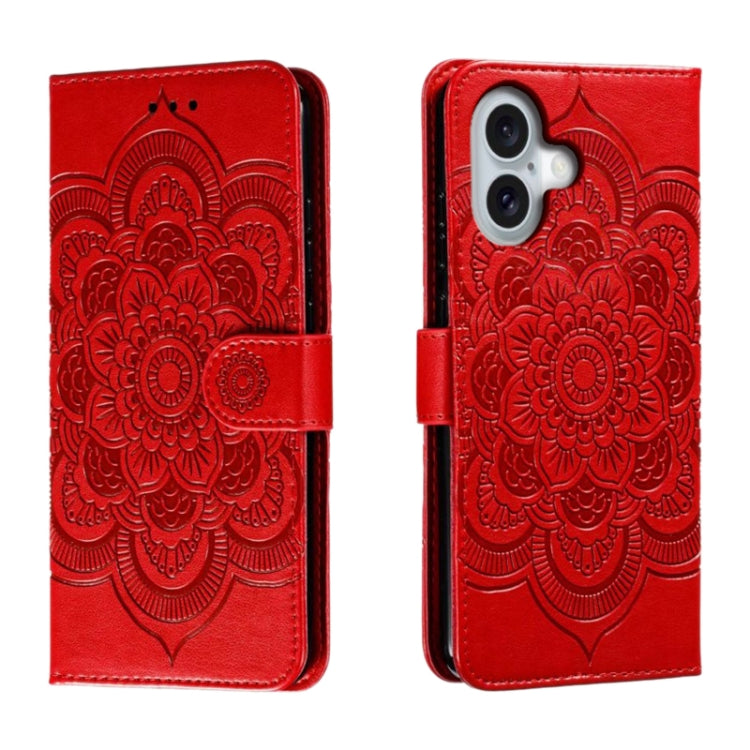 Mandala Embossing Pattern Horizontal Flip Leather Phone Case, For iPhone 16 Pro Max, For iPhone 16 Pro, For iPhone 16 Plus, For iPhone 16, For iPhone 15 Pro Max, For iPhone 15 Pro