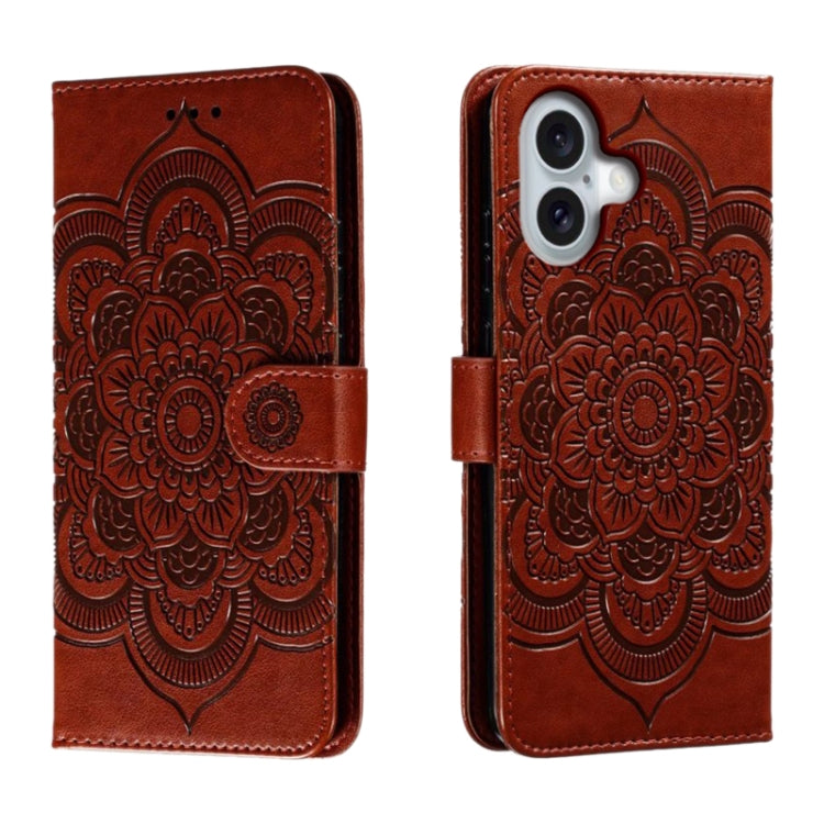 Mandala Embossing Pattern Horizontal Flip Leather Phone Case, For iPhone 16 Pro Max, For iPhone 16 Pro, For iPhone 16 Plus, For iPhone 16, For iPhone 15 Pro Max, For iPhone 15 Pro