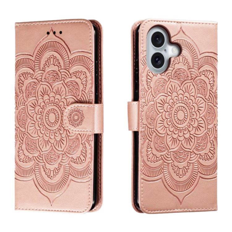 Mandala Embossing Pattern Horizontal Flip Leather Phone Case, For iPhone 16 Pro Max, For iPhone 16 Pro, For iPhone 16 Plus, For iPhone 16, For iPhone 15 Pro Max, For iPhone 15 Pro