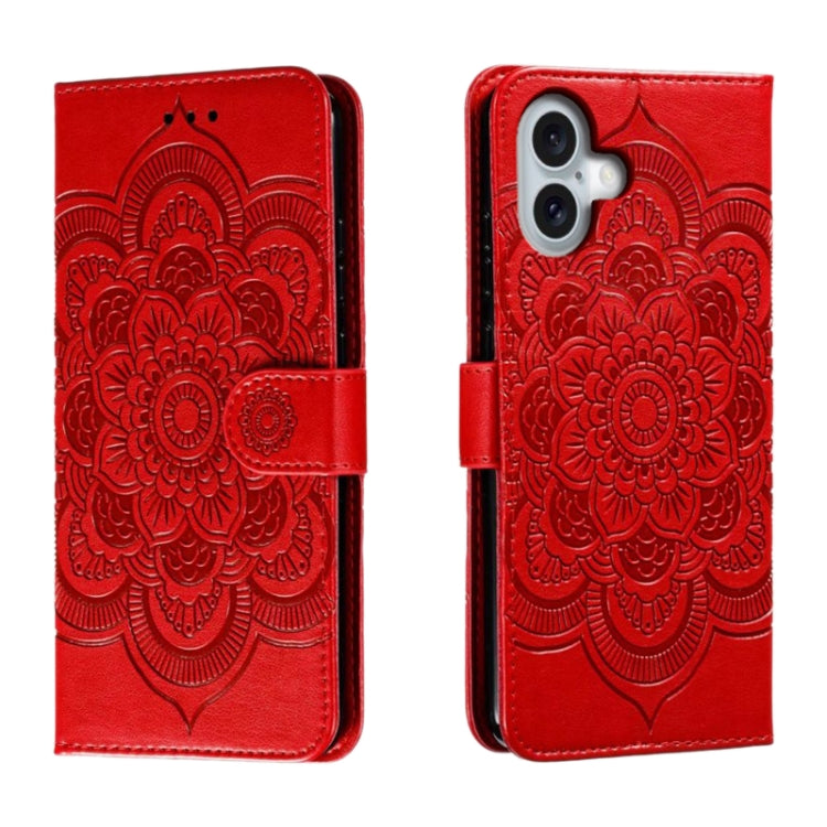 Mandala Embossing Pattern Horizontal Flip Leather Phone Case, For iPhone 16 Pro Max, For iPhone 16 Pro, For iPhone 16 Plus, For iPhone 16, For iPhone 15 Pro Max, For iPhone 15 Pro