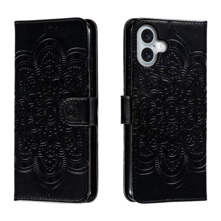Mandala Embossing Pattern Horizontal Flip Leather Phone Case, For iPhone 16 Pro Max, For iPhone 16 Pro, For iPhone 16 Plus, For iPhone 16, For iPhone 15 Pro Max, For iPhone 15 Pro