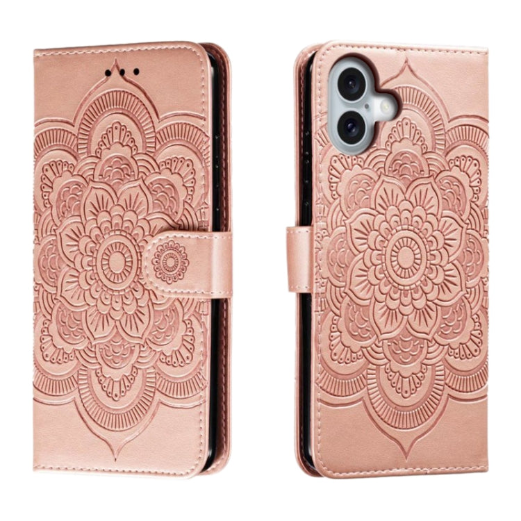 Mandala Embossing Pattern Horizontal Flip Leather Phone Case, For iPhone 16 Pro Max, For iPhone 16 Pro, For iPhone 16 Plus, For iPhone 16, For iPhone 15 Pro Max, For iPhone 15 Pro