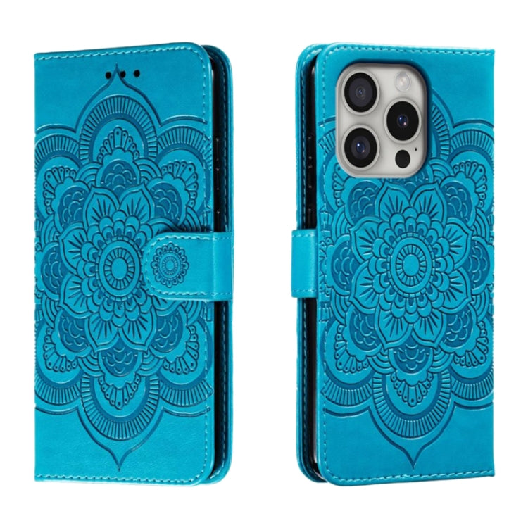 Mandala Embossing Pattern Horizontal Flip Leather Phone Case, For iPhone 16 Pro Max, For iPhone 16 Pro, For iPhone 16 Plus, For iPhone 16, For iPhone 15 Pro Max, For iPhone 15 Pro
