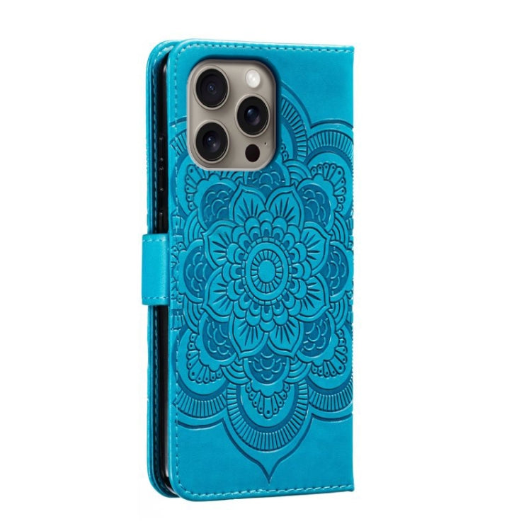 Mandala Embossing Pattern Horizontal Flip Leather Phone Case, For iPhone 16 Pro Max, For iPhone 16 Pro, For iPhone 16 Plus, For iPhone 16, For iPhone 15 Pro Max, For iPhone 15 Pro