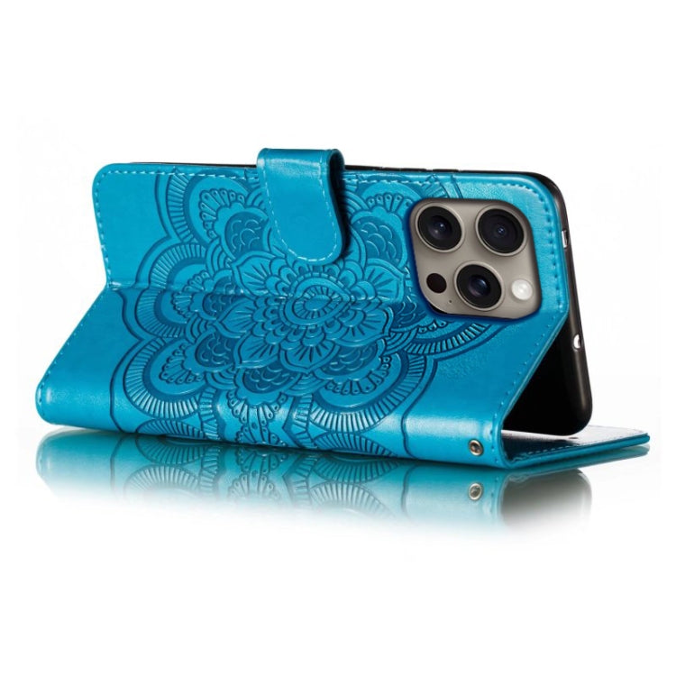 Mandala Embossing Pattern Horizontal Flip Leather Phone Case, For iPhone 16 Pro Max, For iPhone 16 Pro, For iPhone 16 Plus, For iPhone 16, For iPhone 15 Pro Max, For iPhone 15 Pro
