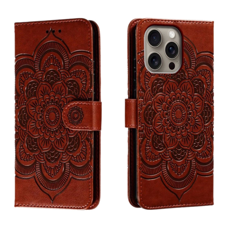 Mandala Embossing Pattern Horizontal Flip Leather Phone Case, For iPhone 16 Pro Max, For iPhone 16 Pro, For iPhone 16 Plus, For iPhone 16, For iPhone 15 Pro Max, For iPhone 15 Pro