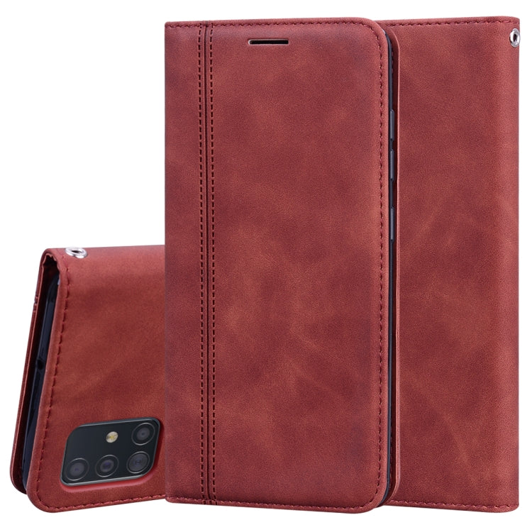 Frosted Business Magnetic Horizontal Flip PU Leather Case with Holder & Card Slot & Lanyard, For Samsung Galaxy A50, For Samsung Galaxy A51, For Samsung Galaxy A70, For Samsung Galaxy A71
