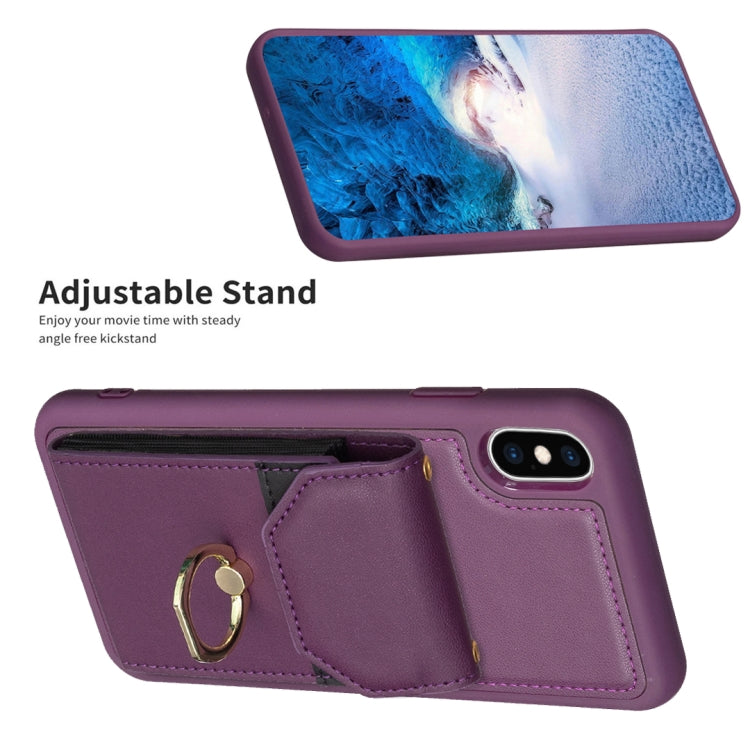 BF29 Organ Card Bag Ring Holder Phone Case, For iPhone XS Max, For iPhone 8 Plus / 7 Plus