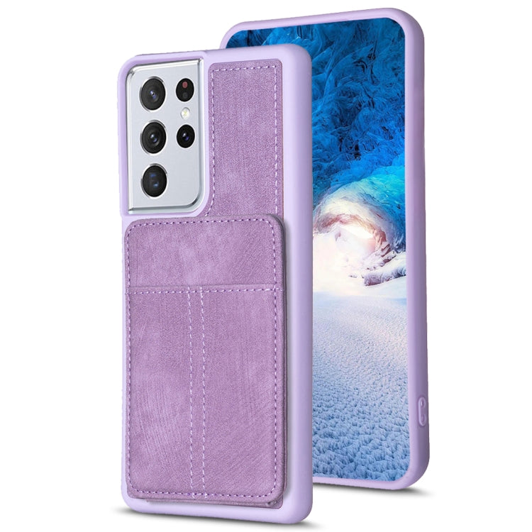 BF28 Frosted Card Bag Phone Case with Holder, For Samsung Galaxy A52, For Samsung Galaxy S21 5G, For Samsung Galaxy S21+ 5G, For Samsung Galaxy S21 Ultra 5G