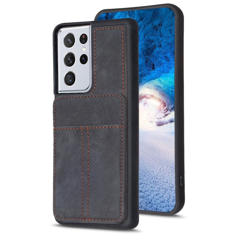 BF28 Frosted Card Bag Phone Case with Holder, For Samsung Galaxy A52, For Samsung Galaxy S21 5G, For Samsung Galaxy S21+ 5G, For Samsung Galaxy S21 Ultra 5G